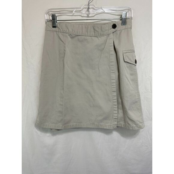 Ann Taylor Loft Women's Neutral Khaki Wrap Mini Skirt Cargo Pocket Size 2 - Picture 1 of 2